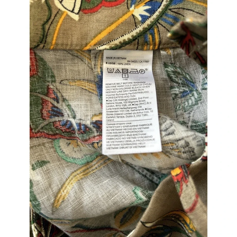 NWT BANANA REPUBLIC Meridian Boho Vintage Floral Wide‎ Leg Linen Pants Sz 4P